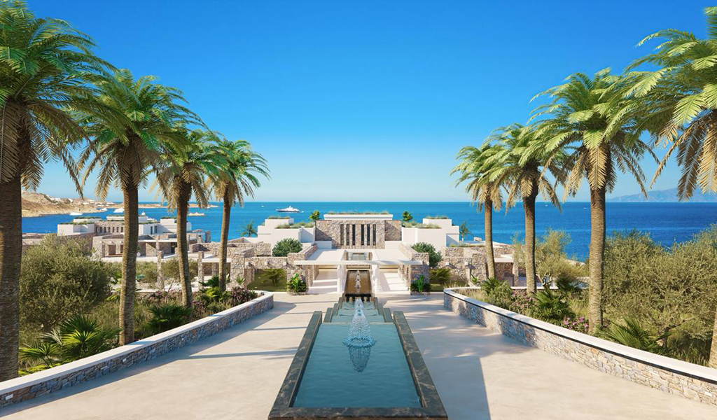 Hyper-Lux Villa in Mykonos, 1,750 sqm estate in 23,000sqm seafront plot, pools, panoramic Aegean views, ultimate privacy.